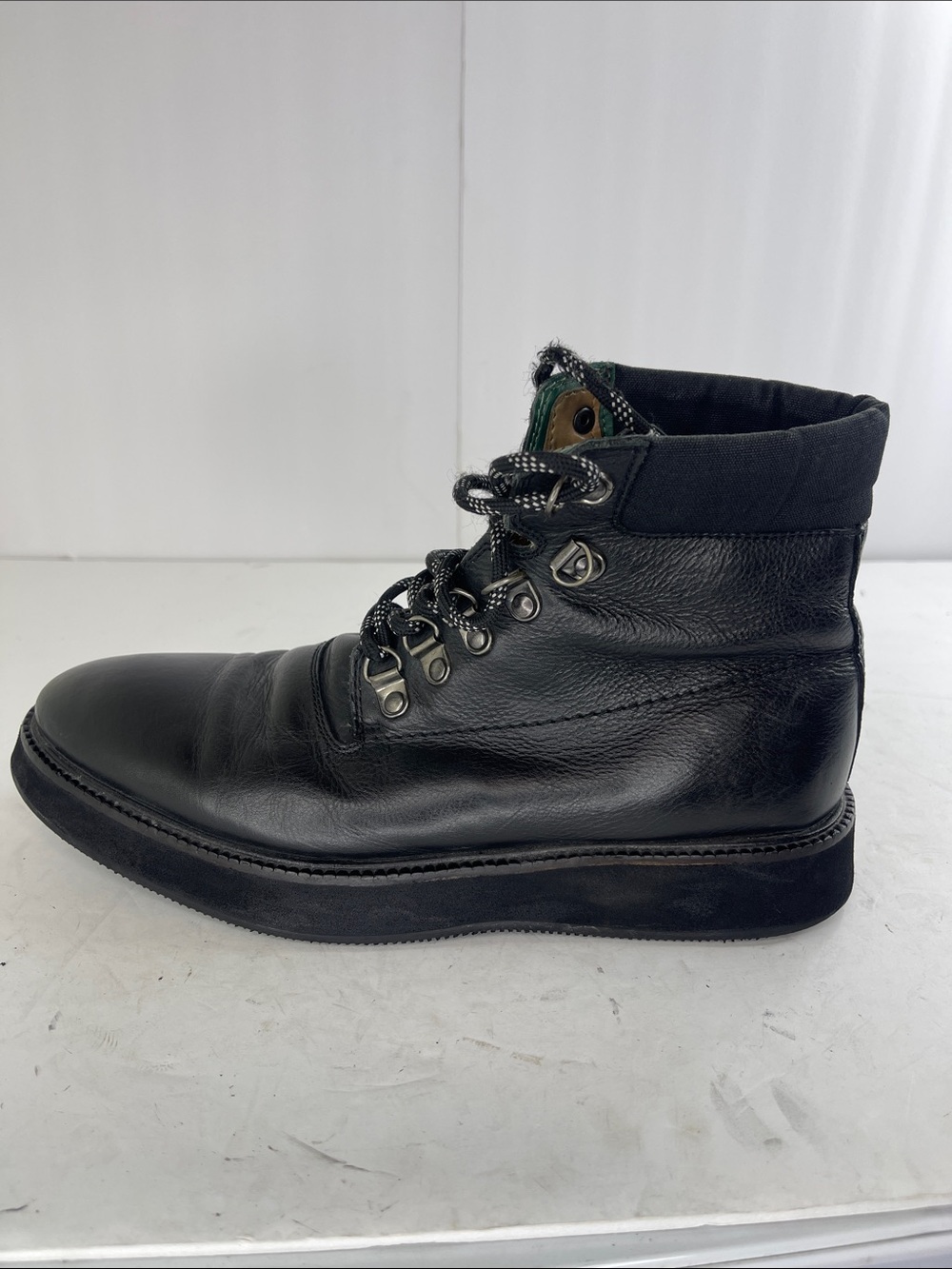 Men's Black Leather Lace-Up Work-Style Boots
